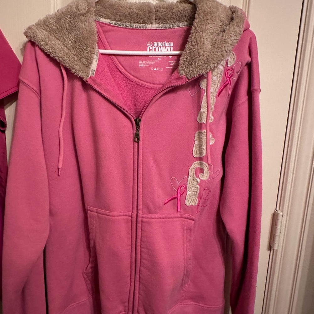 American Crown Pink Hoodie with Embroidery